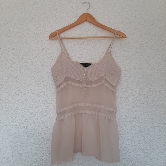 JACK by BB Dakota Cream Lace Accent Semi Sheer Camisole Tank Top Size L - Picture 1 of 9